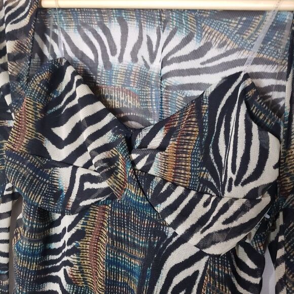 S-Twelve Large Black and Brown Animal Zebra Print Bodycon Dress - Picture 4 of 14